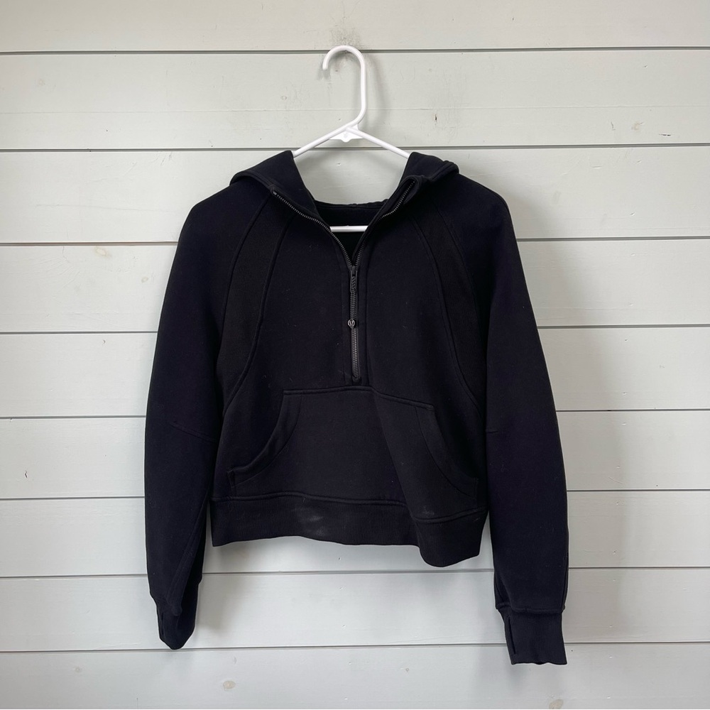 Lululemon‎ scuba oversized 1/2 zip cropped hoodie black women’s size XS/S
